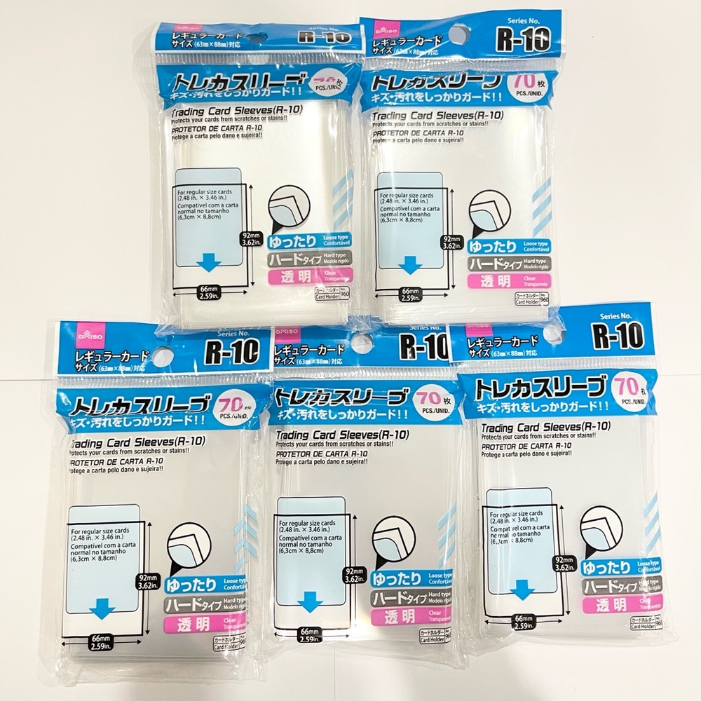 5 Pack Daiso Trading Card Sleeve Regular Size 70 Sleeves each for R-10 Pokemon